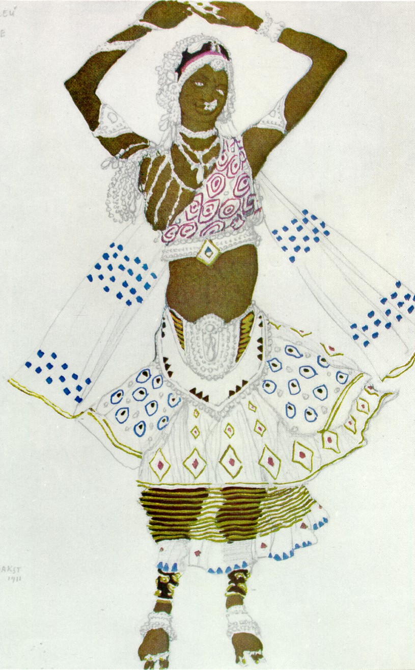 Л. Бакст Эскиз костюма баядерки к балету «Голубой бог». 1912