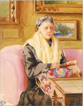 Акварельный портрет княгини А. Г. Вяземской кисти Великой Княгини Ольги Александровны. 1933 г.